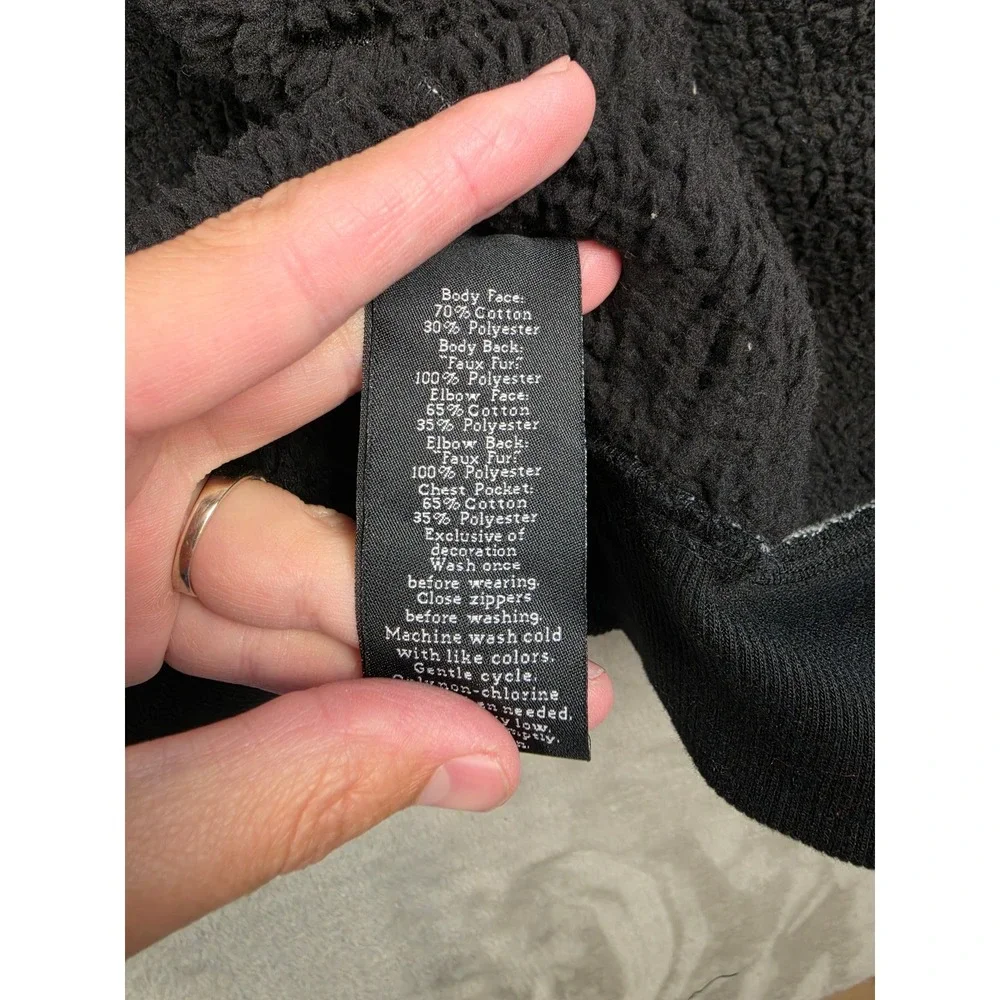 Rock & Republic Hoodie Jacket Mens S Black Faux Fur Lined Fleece Full Zip